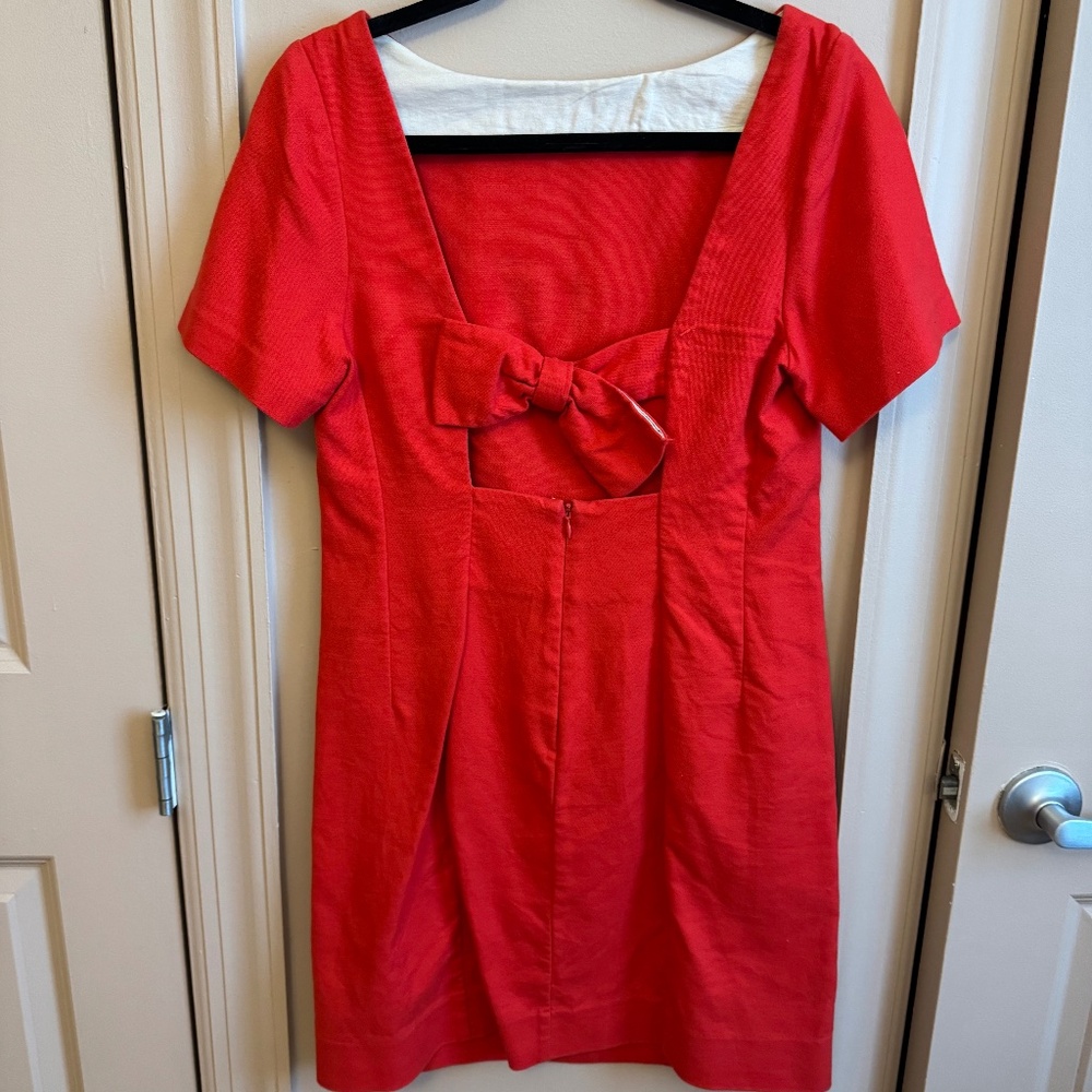 Red/Orange Anthropologie Maeve Red Bow Sheath Mini Dress | Size 6